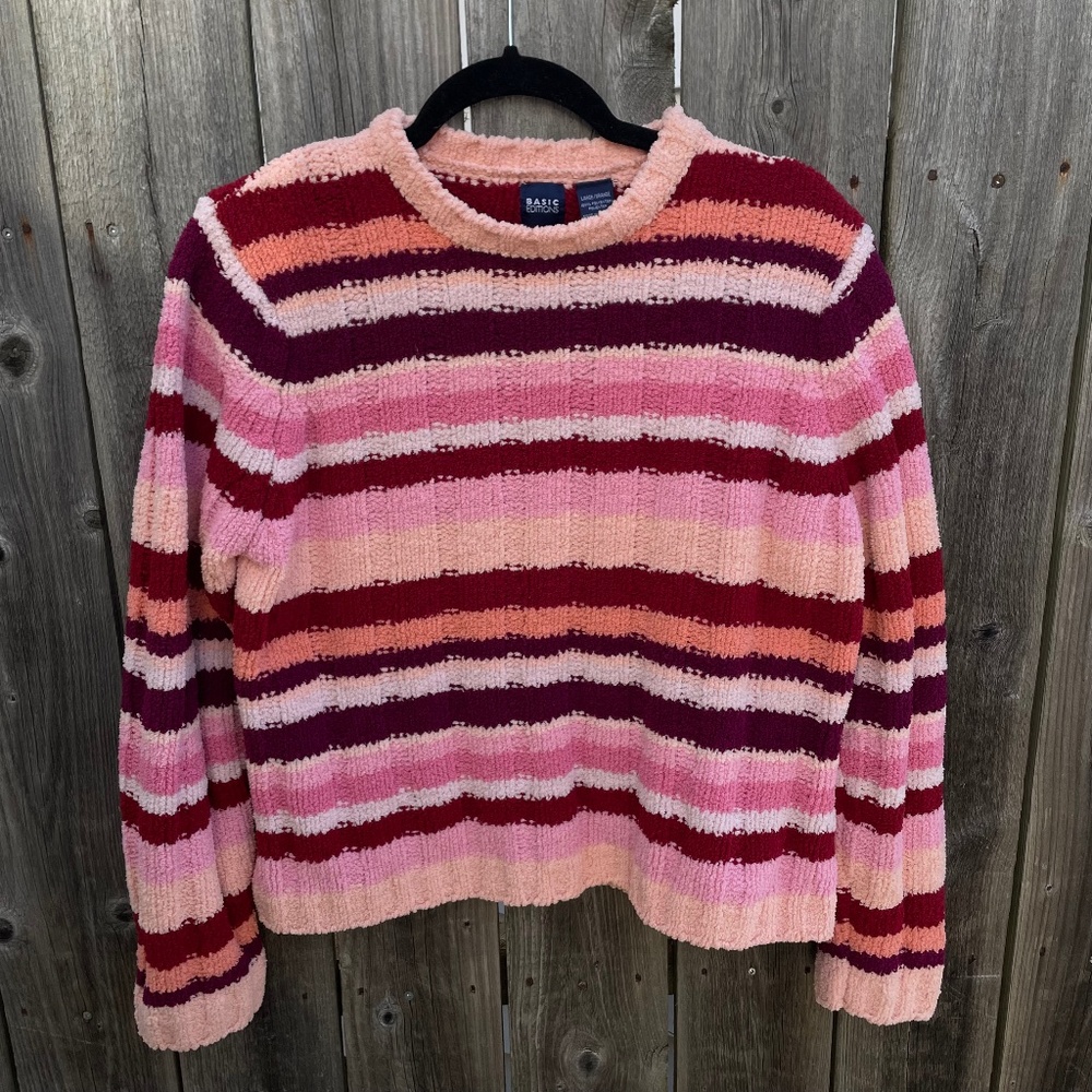 Vintage Basic Editions Chenille Striped Sweater - image 1
